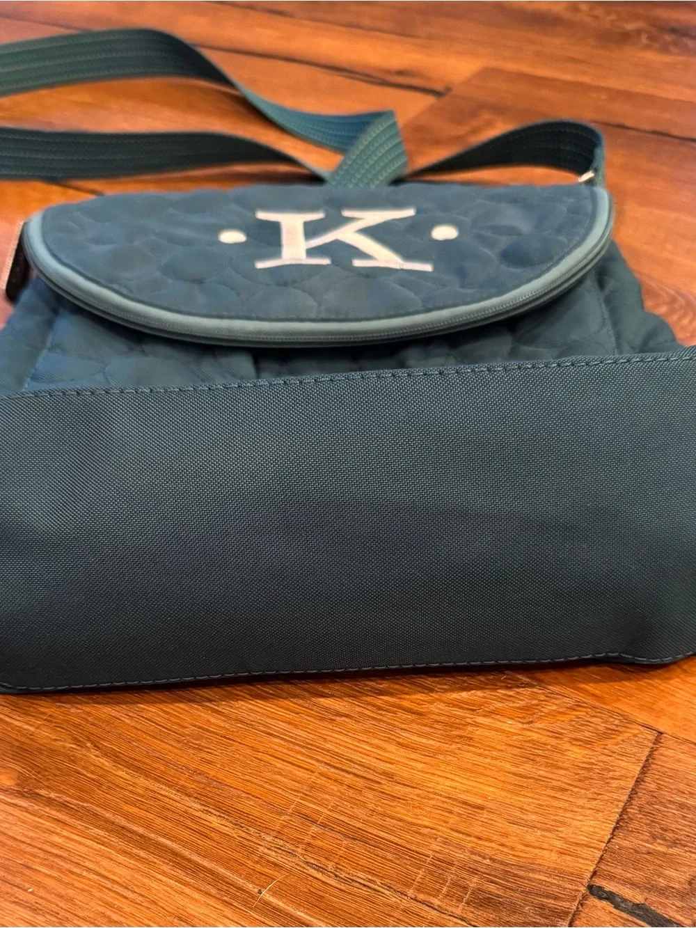thirty-one Quilted Green Crossbody with Monogram K